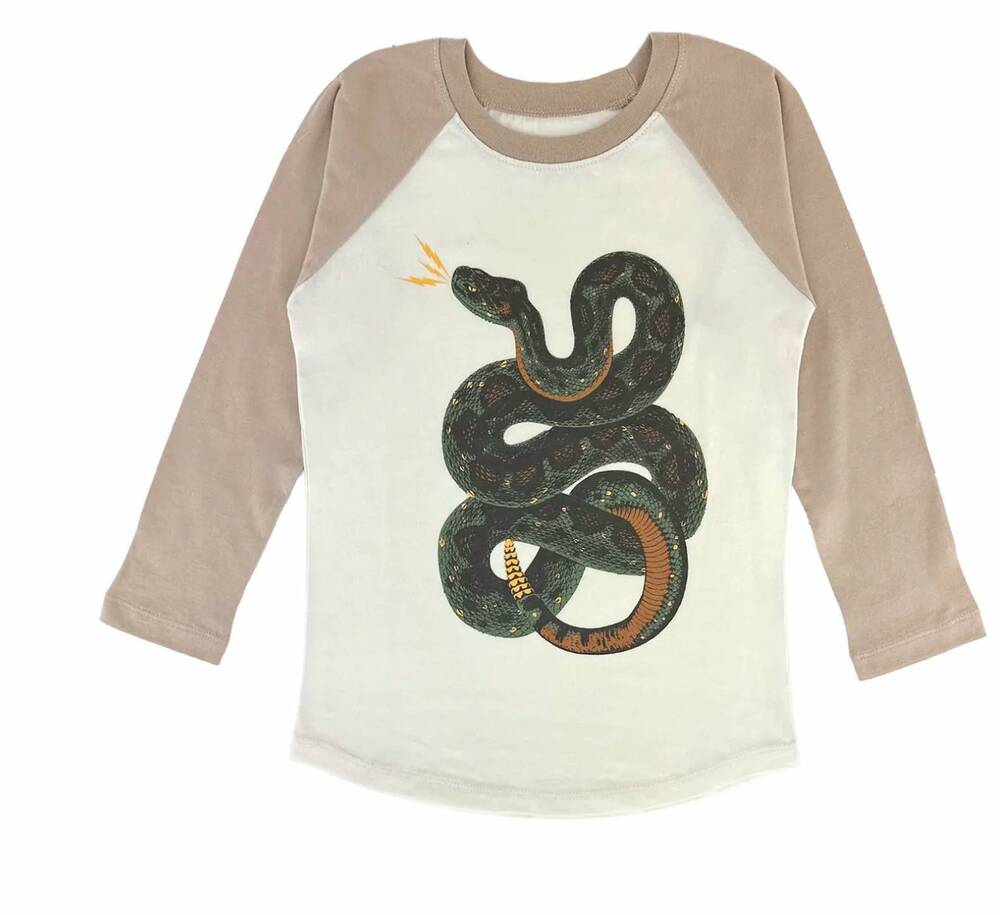 NEW TINY WHALES kids' long sleeve raglan top in snake pass